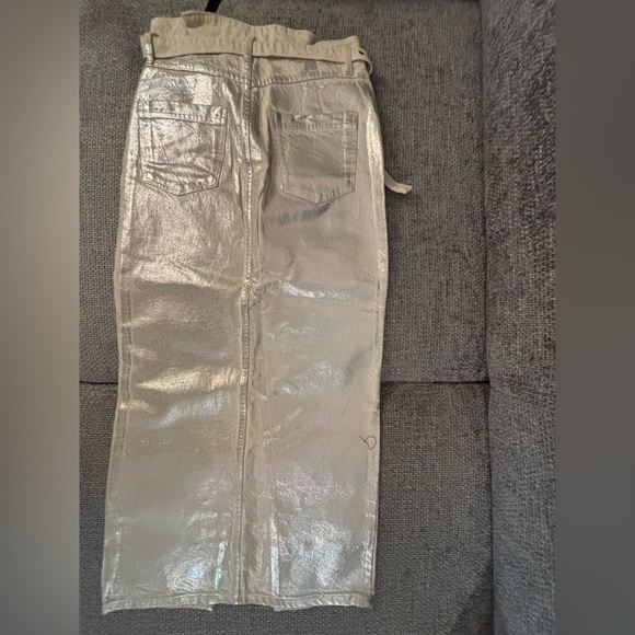 NWOT Zara Metallic Silver High-Waisted Midi Skirt – Size Small - Picture 10 of 15
